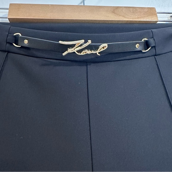KARL LAGERFELD PARIS Black Logo Wide Leg Side Zip Dress Pant Size 10 MSRP: $109 - Picture 3 of 10